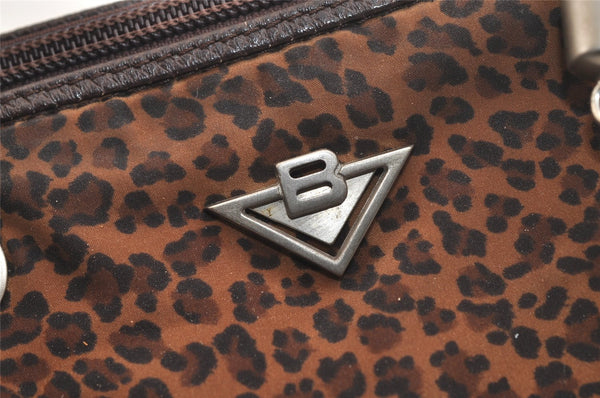 Authentic BOTTEGA VENETA Leopard Pattern Nylon Leather Hand Bag Brown 2991K