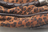 Authentic BOTTEGA VENETA Leopard Pattern Nylon Leather Hand Bag Brown 2991K