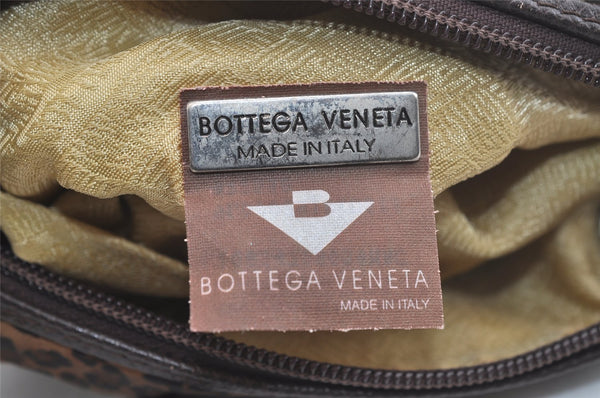 Authentic BOTTEGA VENETA Leopard Pattern Nylon Leather Hand Bag Brown 2991K