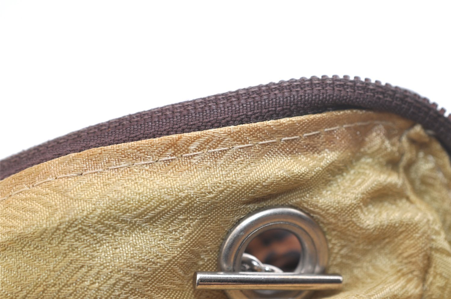 Authentic BOTTEGA VENETA Leopard Pattern Nylon Leather Hand Bag Brown 2991K
