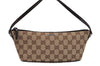 Authentic GUCCI Vintage Hand Bag Pouch Purse GG Canvas Leather 07198 Brown 2994J