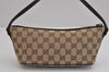 Authentic GUCCI Vintage Hand Bag Pouch Purse GG Canvas Leather 07198 Brown 2994J