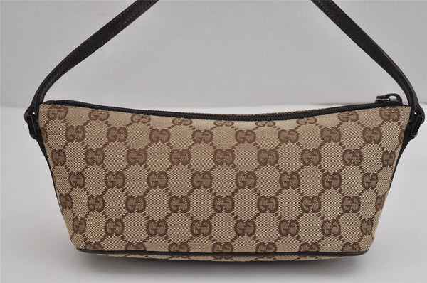 Authentic GUCCI Vintage Hand Bag Pouch Purse GG Canvas Leather 07198 Brown 2994J