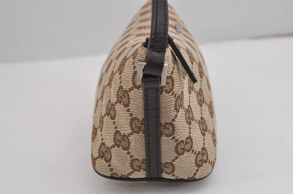 Authentic GUCCI Vintage Hand Bag Pouch Purse GG Canvas Leather 07198 Brown 2994J