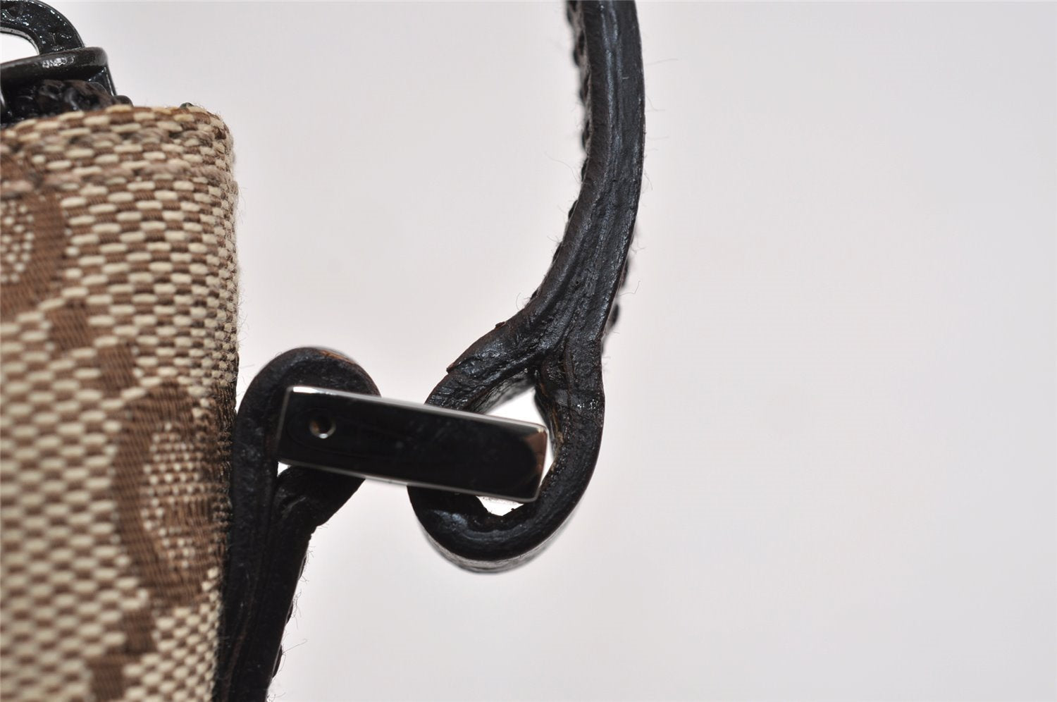 Authentic GUCCI Vintage Hand Bag Pouch Purse GG Canvas Leather 07198 Brown 2994J