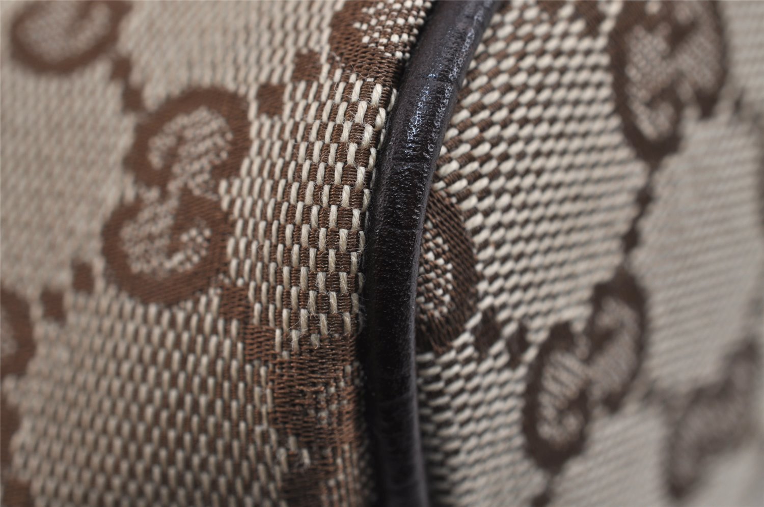 Authentic GUCCI Vintage Hand Bag Pouch Purse GG Canvas Leather 07198 Brown 2994J