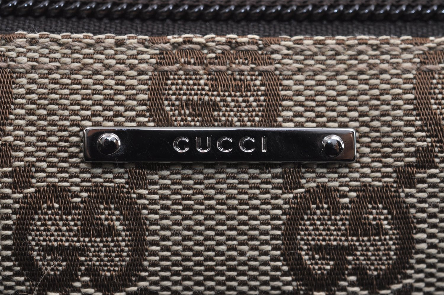 Authentic GUCCI Vintage Hand Bag Pouch Purse GG Canvas Leather 07198 Brown 2994J