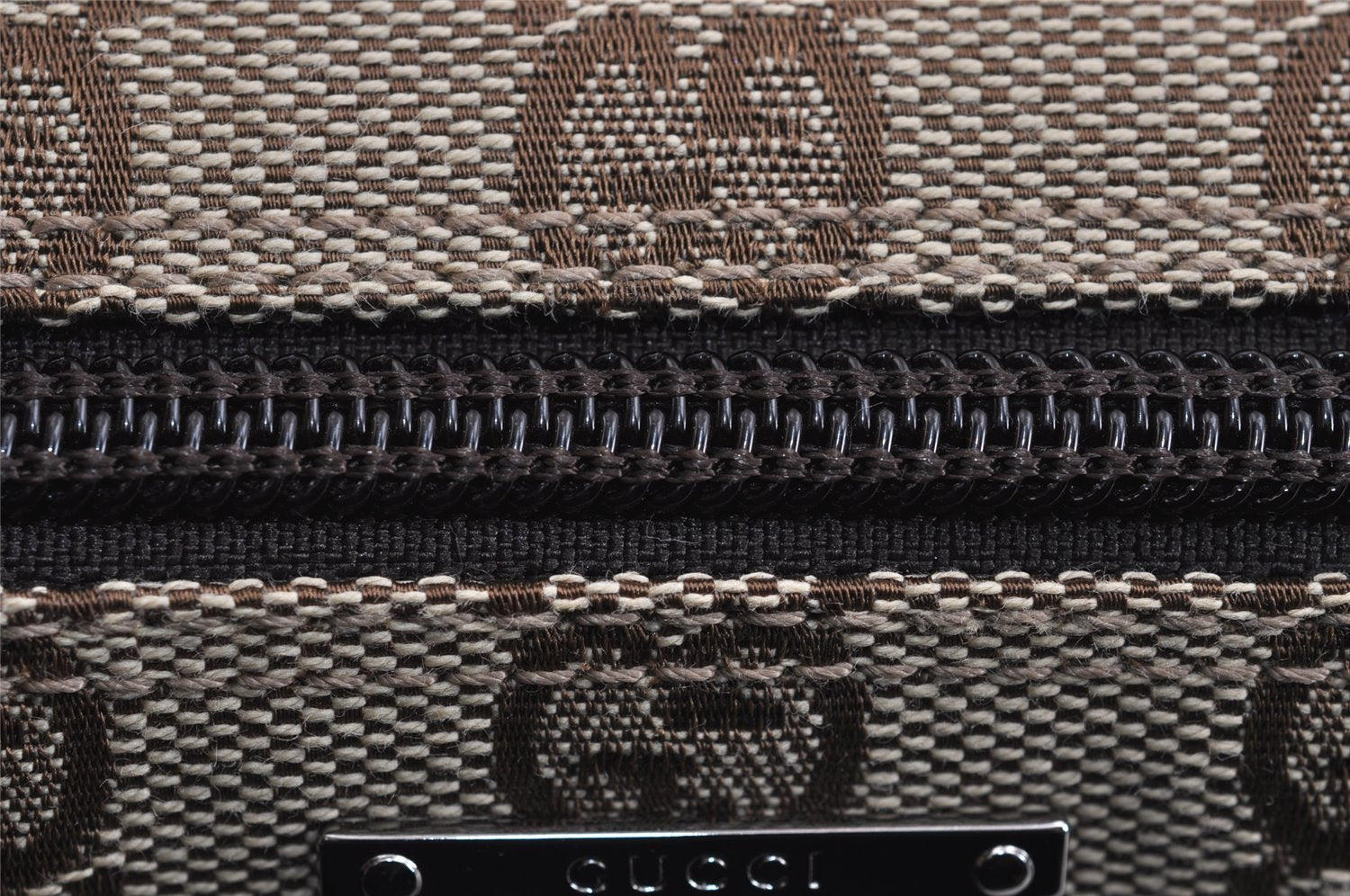 Authentic GUCCI Vintage Hand Bag Pouch Purse GG Canvas Leather 07198 Brown 2994J