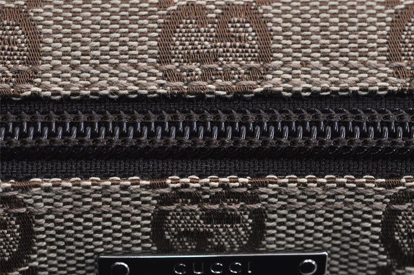 Authentic GUCCI Vintage Hand Bag Pouch Purse GG Canvas Leather 07198 Brown 2994J