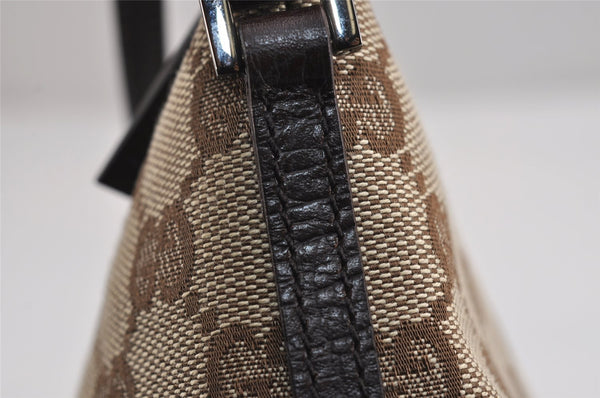 Authentic GUCCI Vintage Hand Bag Pouch Purse GG Canvas Leather 07198 Brown 2994J