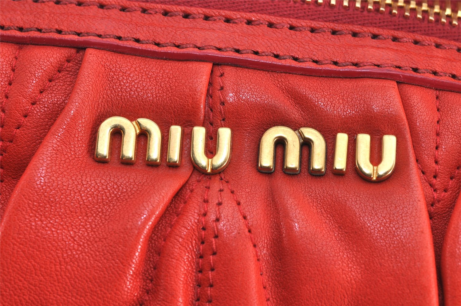 Authentic MIU MIU Matelasse Leather 2Way Shoulder Hand Bag Purse Red 2994K