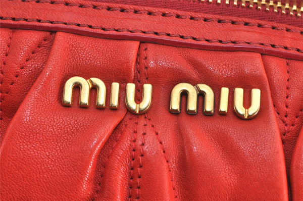 Authentic MIU MIU Matelasse Leather 2Way Shoulder Hand Bag Purse Red 2994K