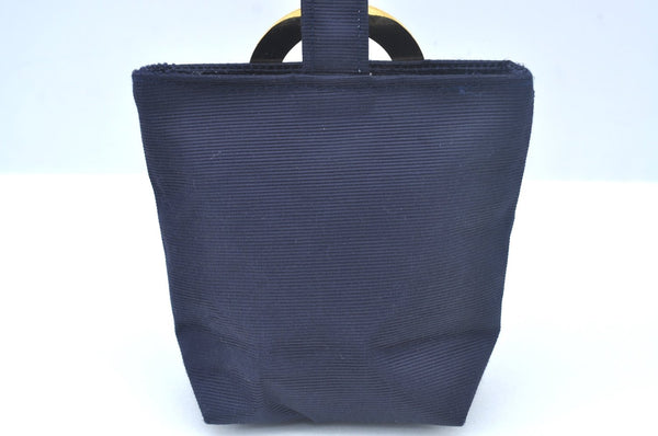 Authentic CELINE Vintage Mini Hand Bag Pouch Purse Nylon Navy 2995J