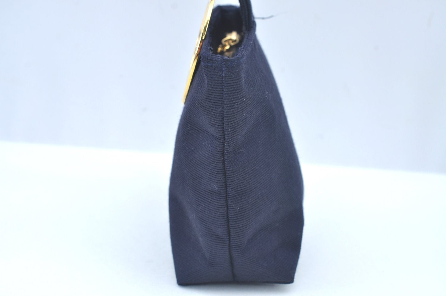 Authentic CELINE Vintage Mini Hand Bag Pouch Purse Nylon Navy 2995J