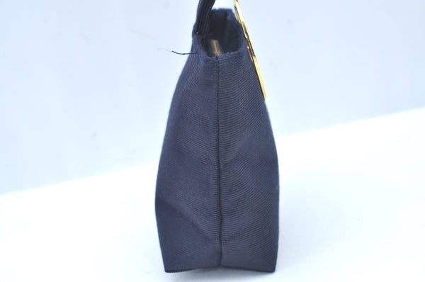 Authentic CELINE Vintage Mini Hand Bag Pouch Purse Nylon Navy 2995J