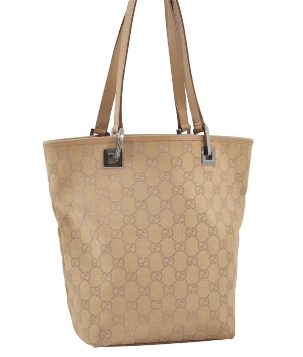Authentic GUCCI Vintage Shoulder Tote Bag GG Canvas Leather 31244 Beige 2997J