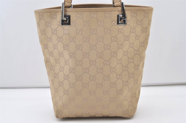 Authentic GUCCI Vintage Shoulder Tote Bag GG Canvas Leather 31244 Beige 2997J