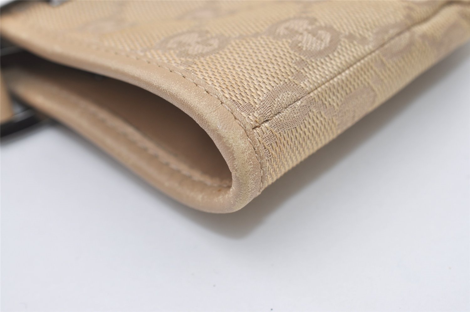 Authentic GUCCI Vintage Shoulder Tote Bag GG Canvas Leather 31244 Beige 2997J