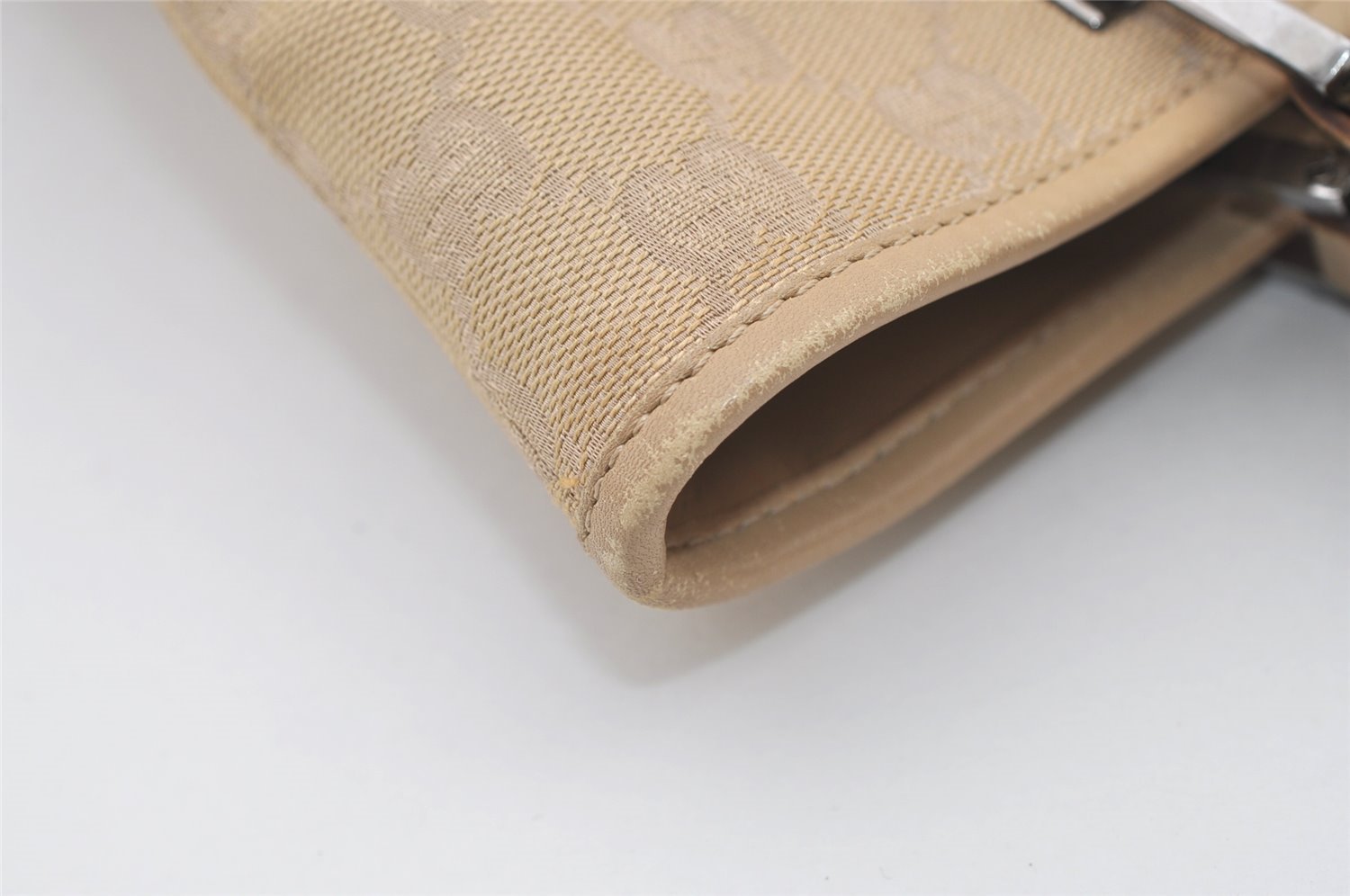 Authentic GUCCI Vintage Shoulder Tote Bag GG Canvas Leather 31244 Beige 2997J