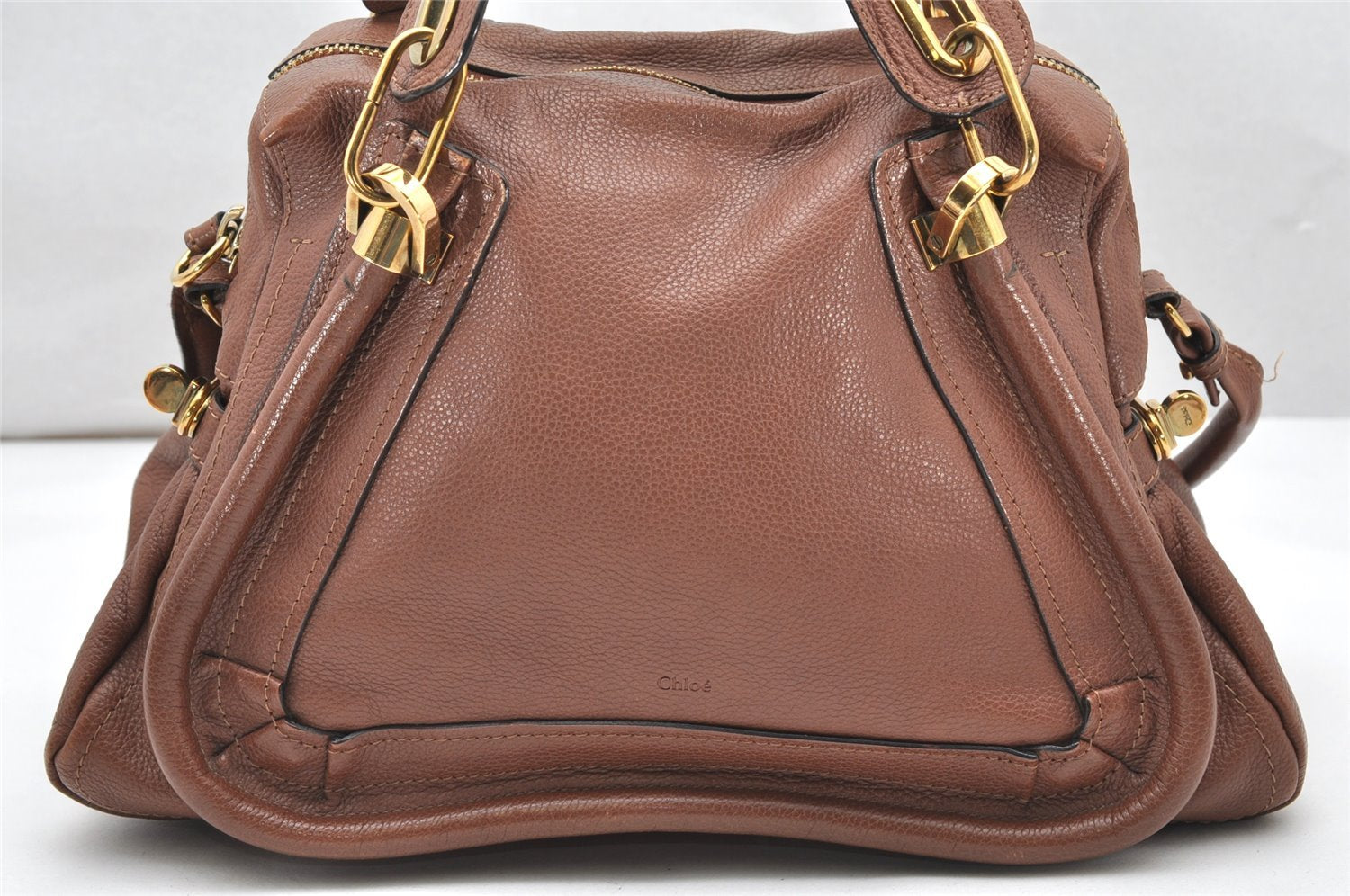 Authentic Chloe Paraty Medium 2Way Shoulder Hand Bag Purse Leather Brown 2997K