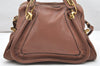 Authentic Chloe Paraty Medium 2Way Shoulder Hand Bag Purse Leather Brown 2997K