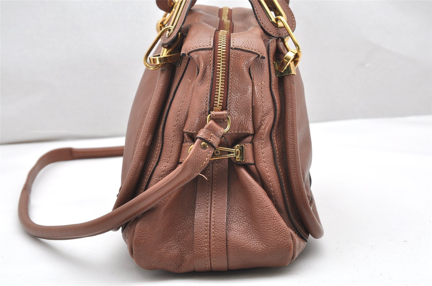 Authentic Chloe Paraty Medium 2Way Shoulder Hand Bag Purse Leather Brown 2997K