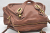 Authentic Chloe Paraty Medium 2Way Shoulder Hand Bag Purse Leather Brown 2997K