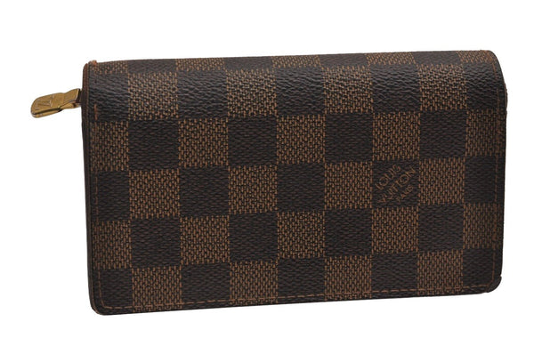 Auth Louis Vuitton Damier Porte Monnaie Billets Tresor N61736 Wallet Junk 2998J