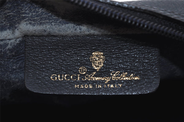 Authentic GUCCI Sherry Line Micro GG Shoulder Bag PVC Leather Navy Junk 2999I
