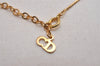 Authentic Christian Dior Gold Tone Chain Rhinestone Pendant Necklace CD 2999J