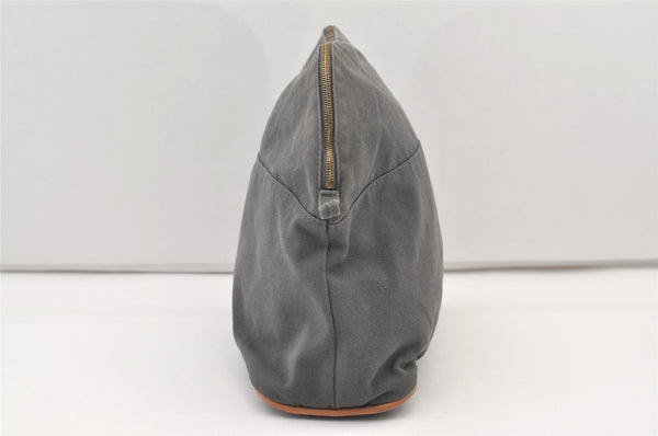 Authentic HERMES Vintage Bolide 31 Pouch Purse Canvas Leather Gray 3000J
