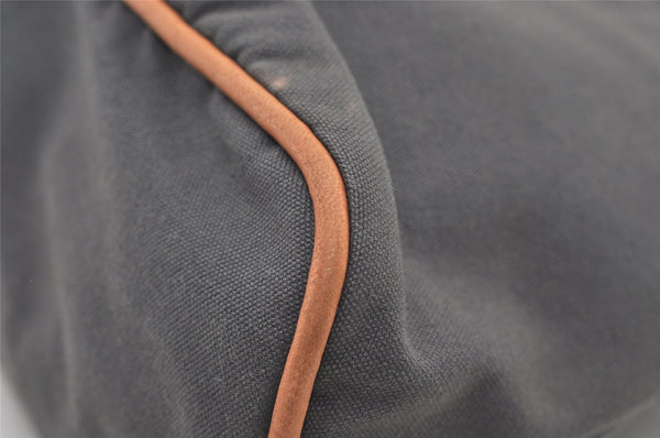 Authentic HERMES Vintage Bolide 31 Pouch Purse Canvas Leather Gray 3000J