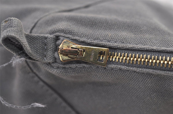 Authentic HERMES Vintage Bolide 31 Pouch Purse Canvas Leather Gray 3000J