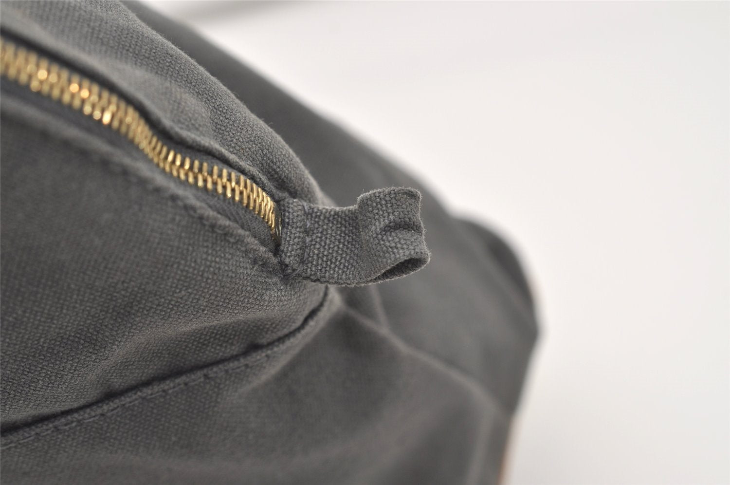 Authentic HERMES Vintage Bolide 31 Pouch Purse Canvas Leather Gray 3000J