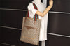Authentic GUCCI Web Sherry Line GG Plus Tote Bag PVC Leather Brown 3001I