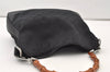 Authentic GUCCI Bamboo 2way Hand Bag GG Canvas Leather 0014095 Black 3001J