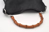 Authentic GUCCI Bamboo 2way Hand Bag GG Canvas Leather 0014095 Black 3001J