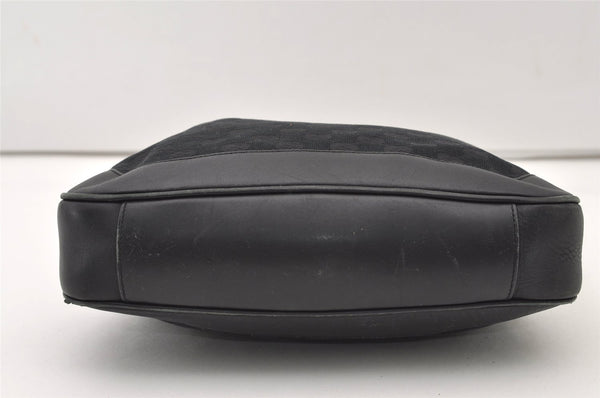 Authentic GUCCI Bamboo 2way Hand Bag GG Canvas Leather 0014095 Black 3001J