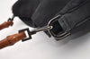 Authentic GUCCI Bamboo 2way Hand Bag GG Canvas Leather 0014095 Black 3001J