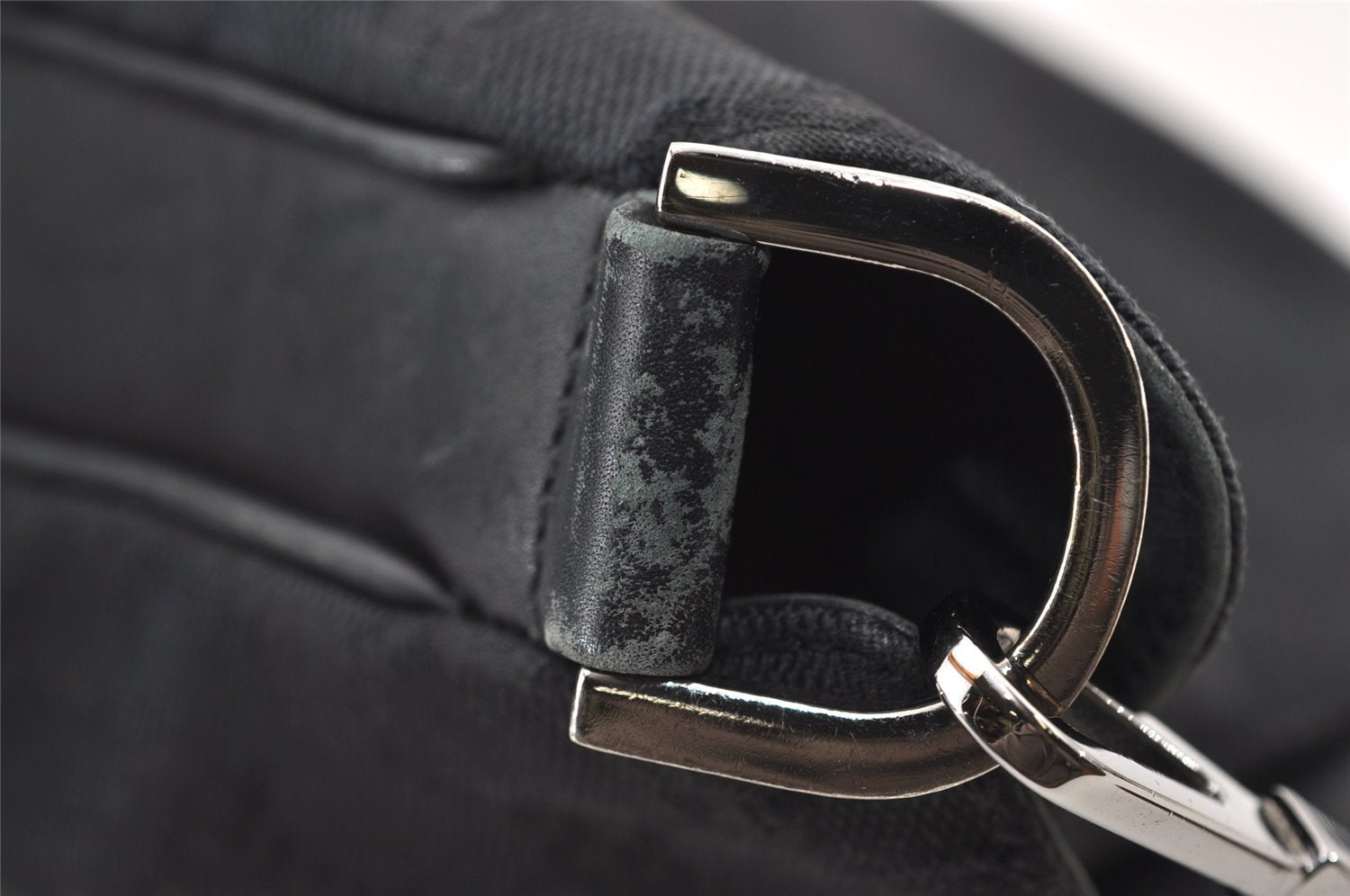 Authentic GUCCI Bamboo 2way Hand Bag GG Canvas Leather 0014095 Black 3001J