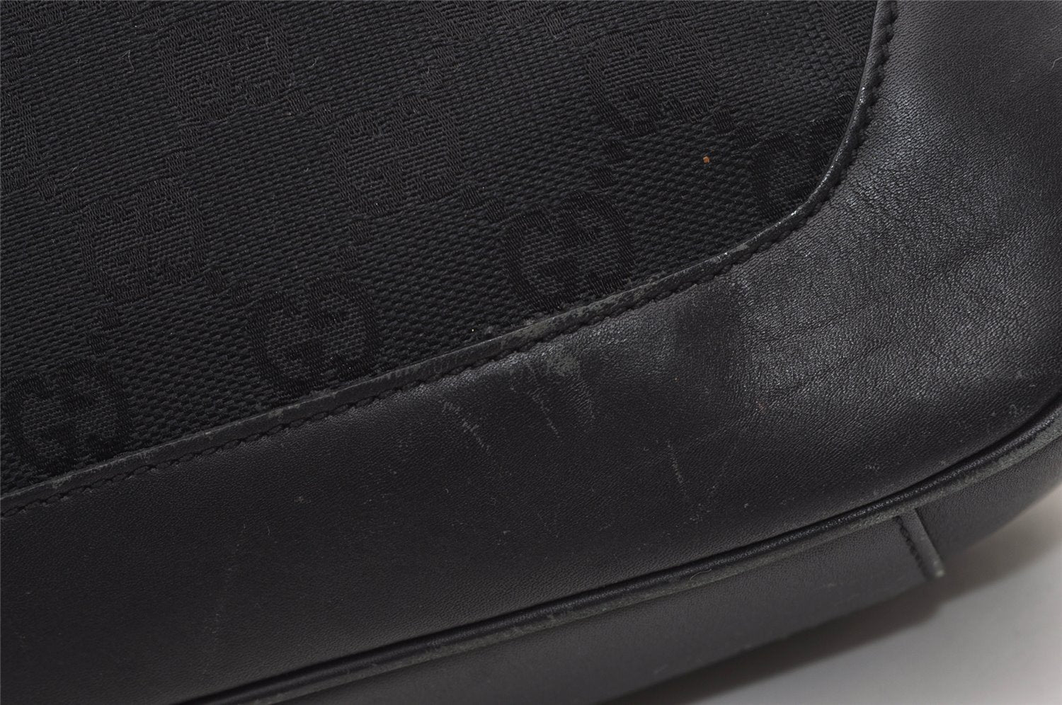 Authentic GUCCI Bamboo 2way Hand Bag GG Canvas Leather 0014095 Black 3001J