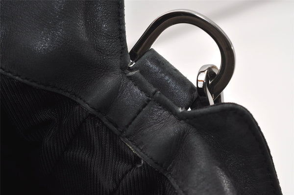 Authentic GUCCI Bamboo 2way Hand Bag GG Canvas Leather 0014095 Black 3001J