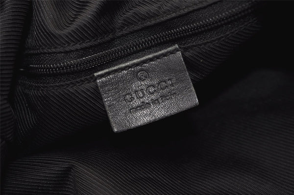 Authentic GUCCI Bamboo 2way Hand Bag GG Canvas Leather 0014095 Black 3001J