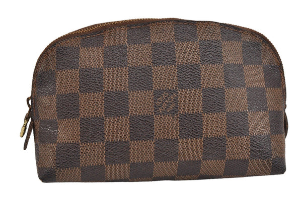 Authentic Louis Vuitton Damier Pochette Cosmetic PM Pouch N47516 LV 3002J