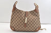 Authentic GUCCI Jackie Shoulder Bag GG Canvas Leather 120888 Brown Junk 3002K