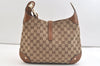 Authentic GUCCI Jackie Shoulder Bag GG Canvas Leather 120888 Brown Junk 3002K