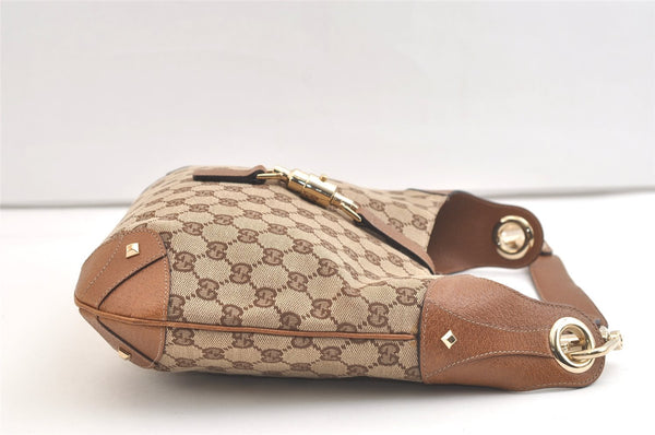 Authentic GUCCI Jackie Shoulder Bag GG Canvas Leather 120888 Brown Junk 3002K