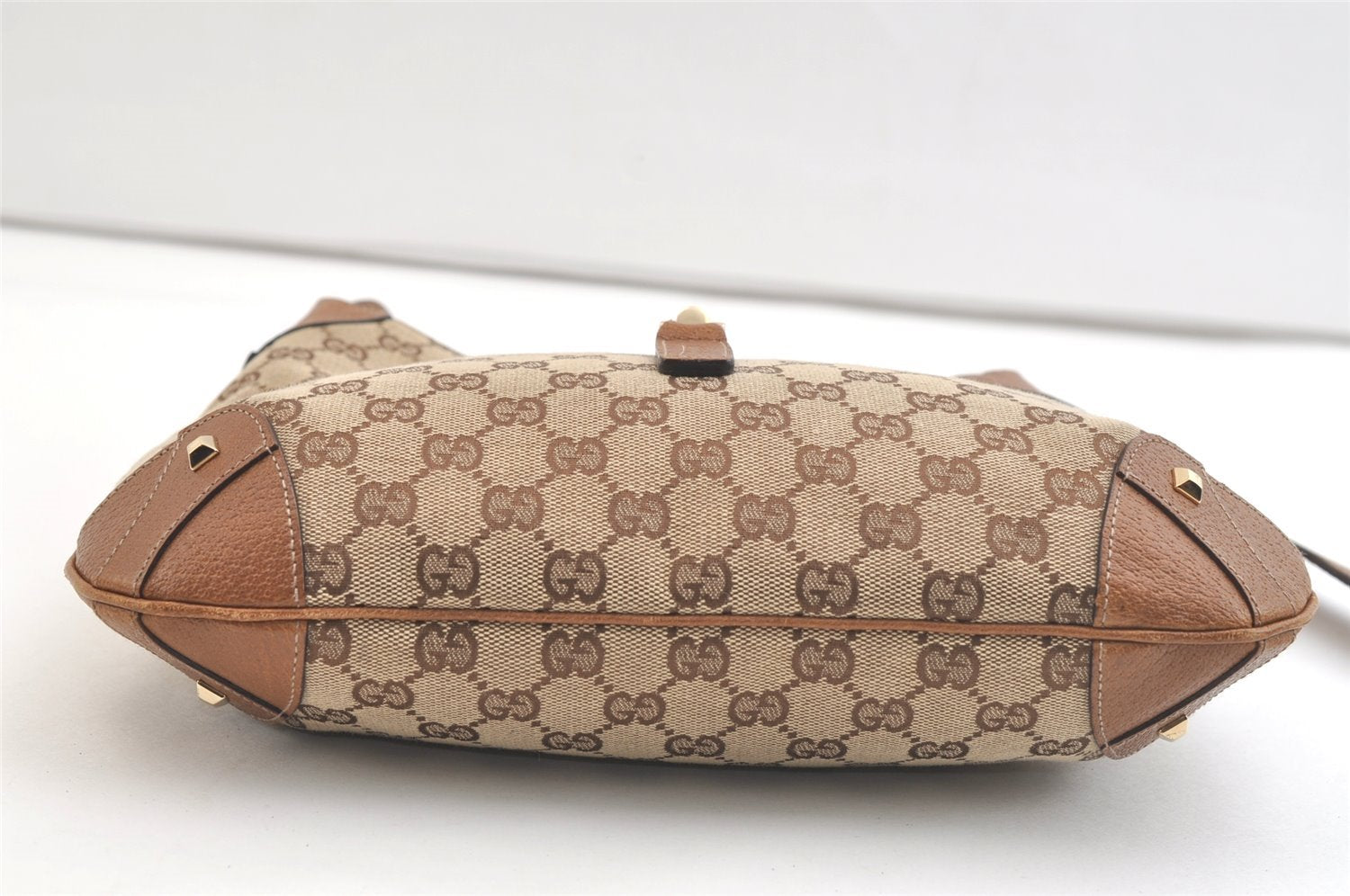 Authentic GUCCI Jackie Shoulder Bag GG Canvas Leather 120888 Brown Junk 3002K