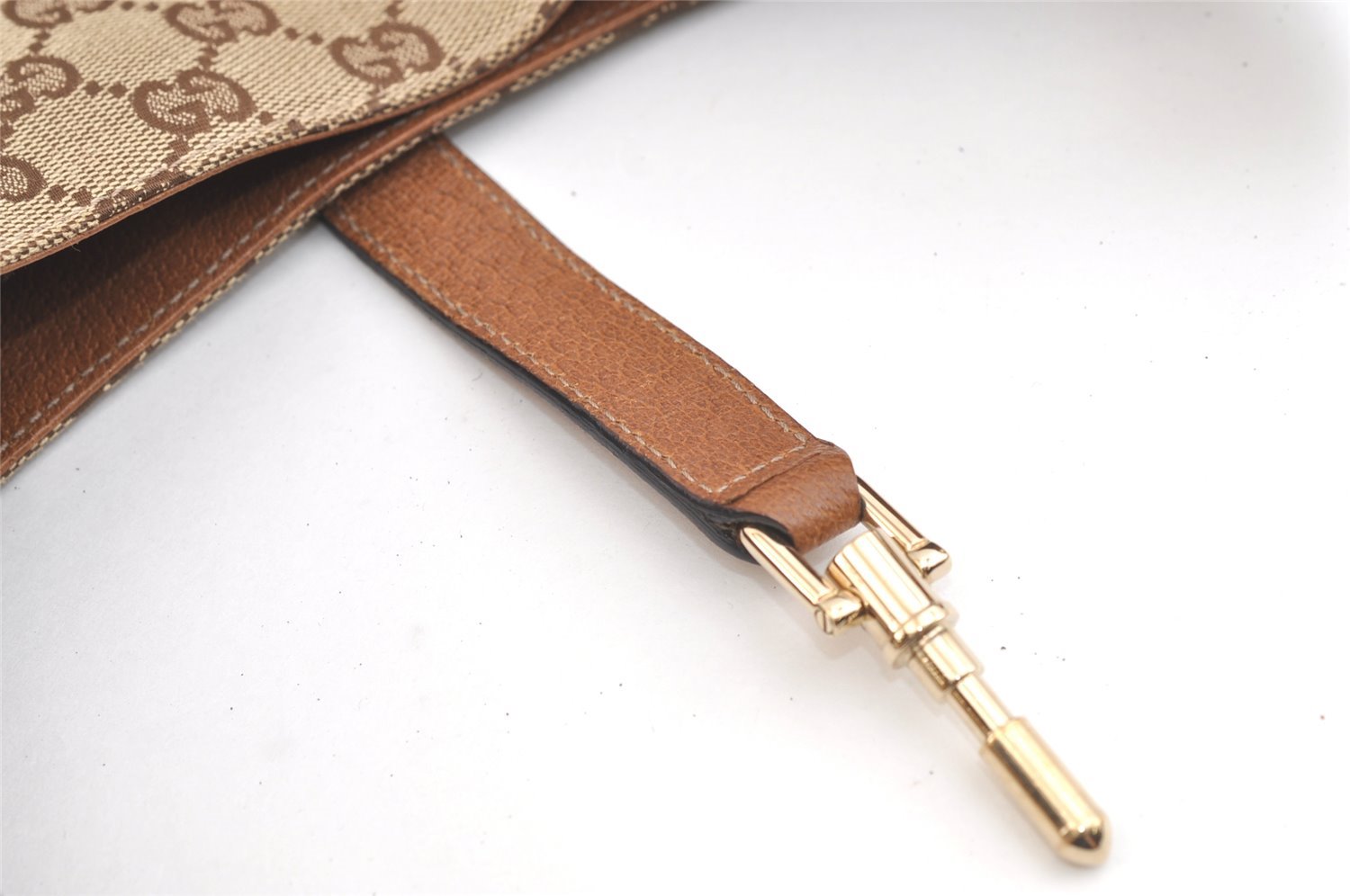 Authentic GUCCI Jackie Shoulder Bag GG Canvas Leather 120888 Brown Junk 3002K