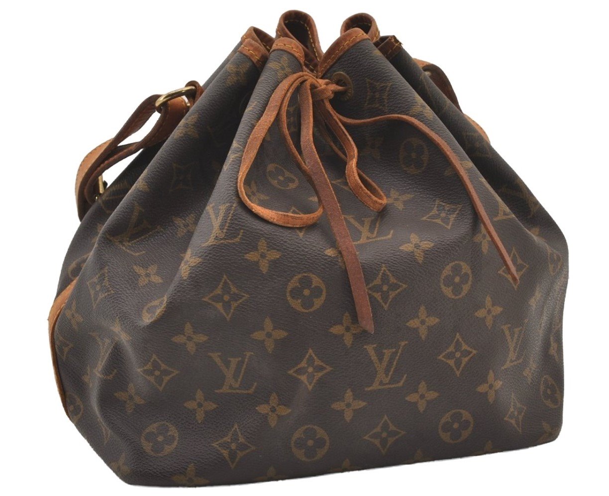 Authentic Louis Vuitton Monogram Petit Noe M42226 Shoulder Drawstring Bag 3003J